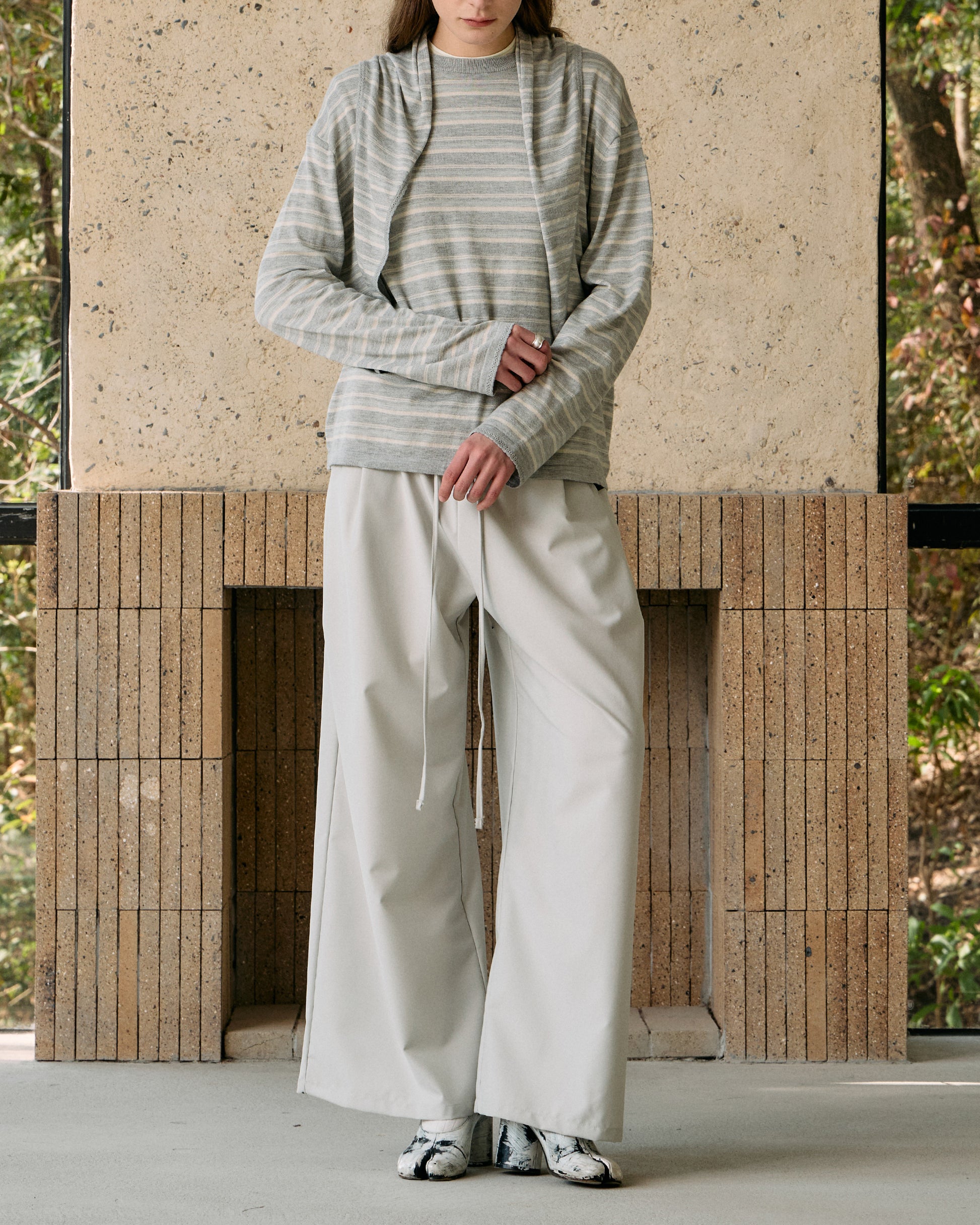 PLEATED DRAWSTRING WIDE PANTS