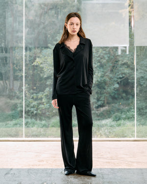 VELOUR LIQUID SLIM-LEG PANTS