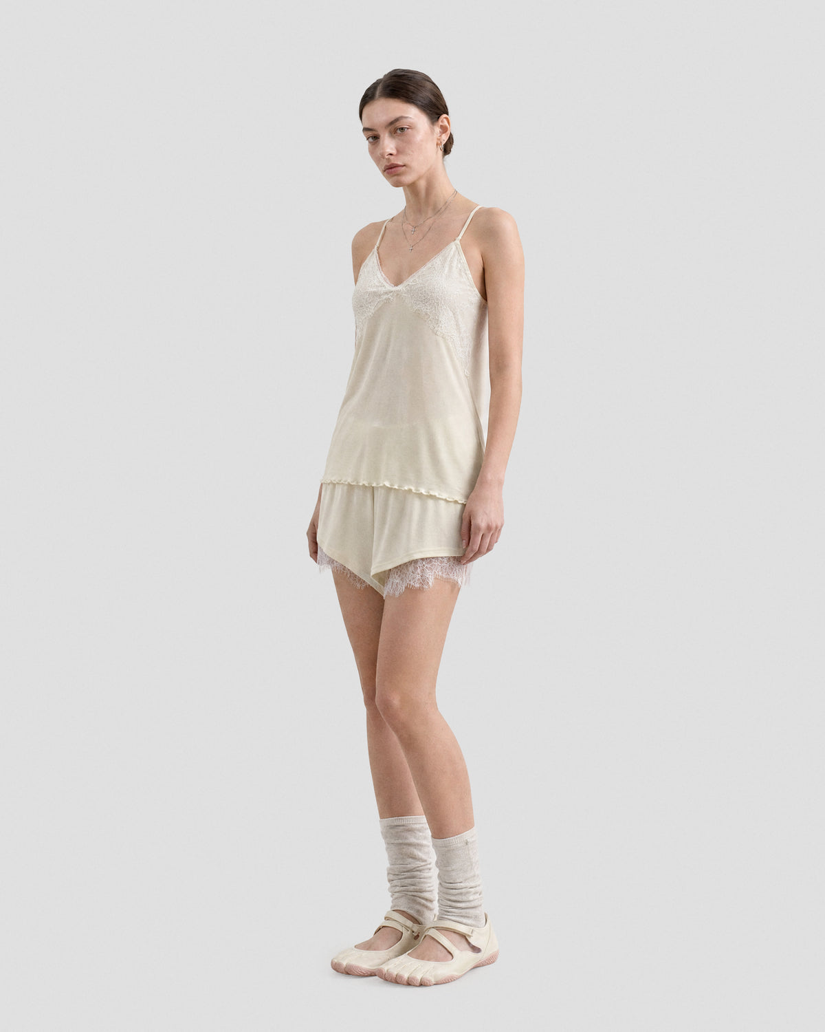 LACE LAYERED LOUNGE SHORTS