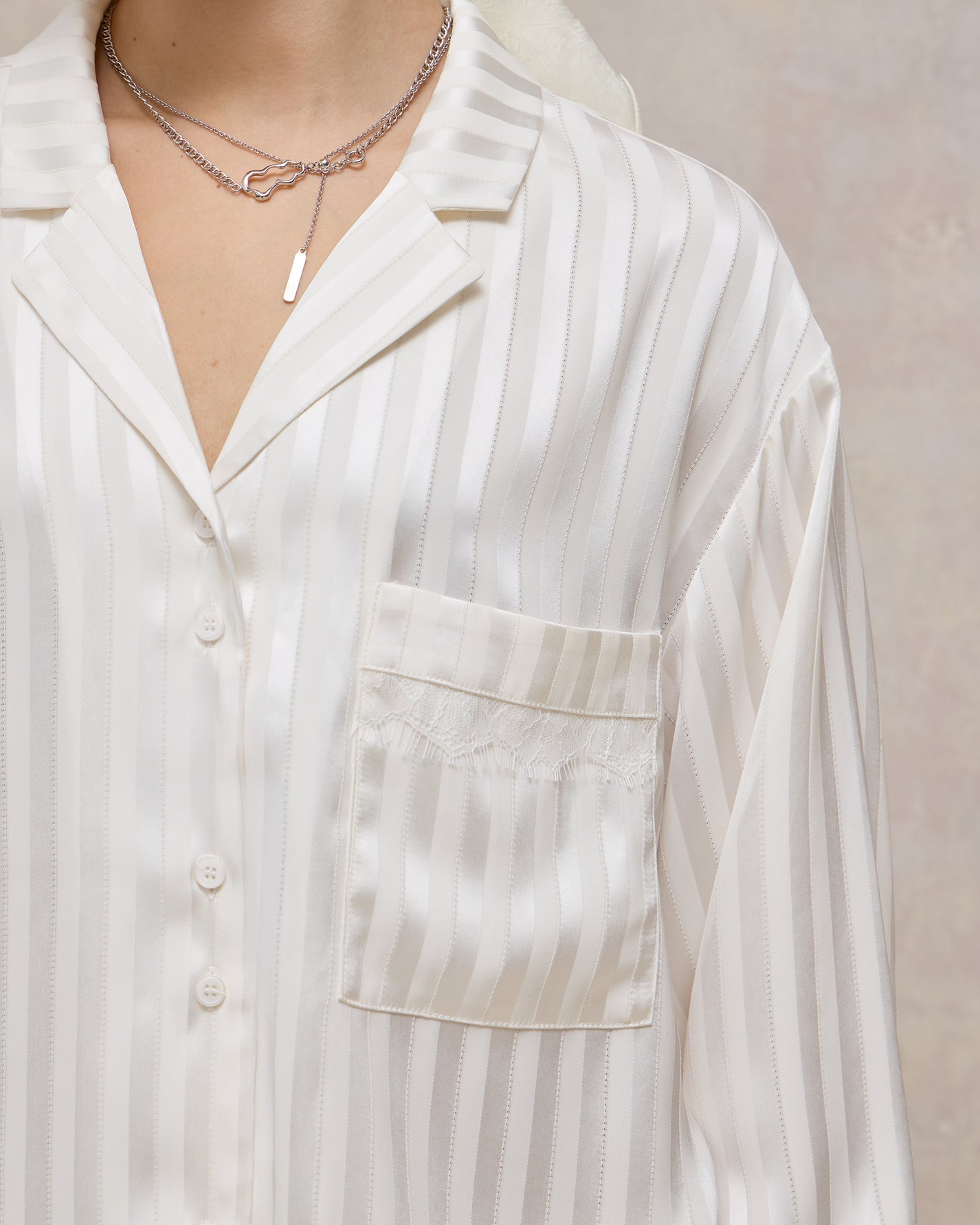 SATIN STRIPE PAJAMA SHIRT