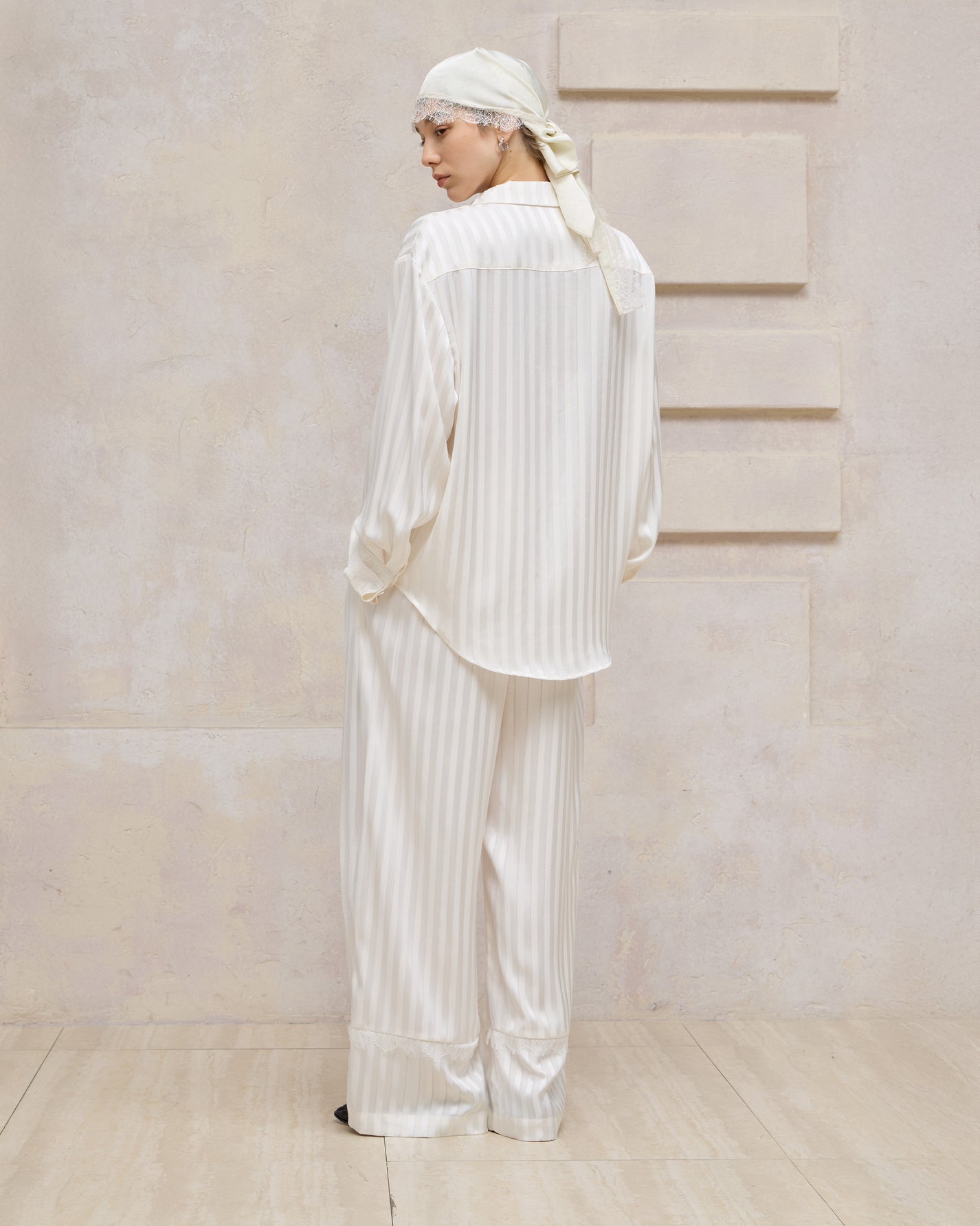 SATIN STRIPE PAJAMA SHIRT