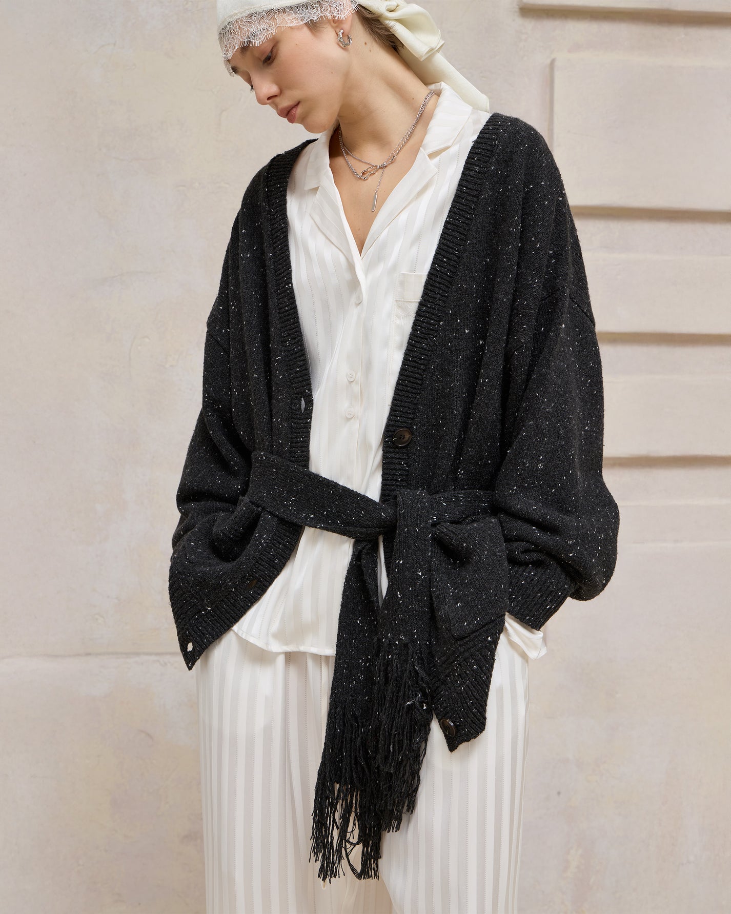 SATIN STRIPE PAJAMA SHIRT