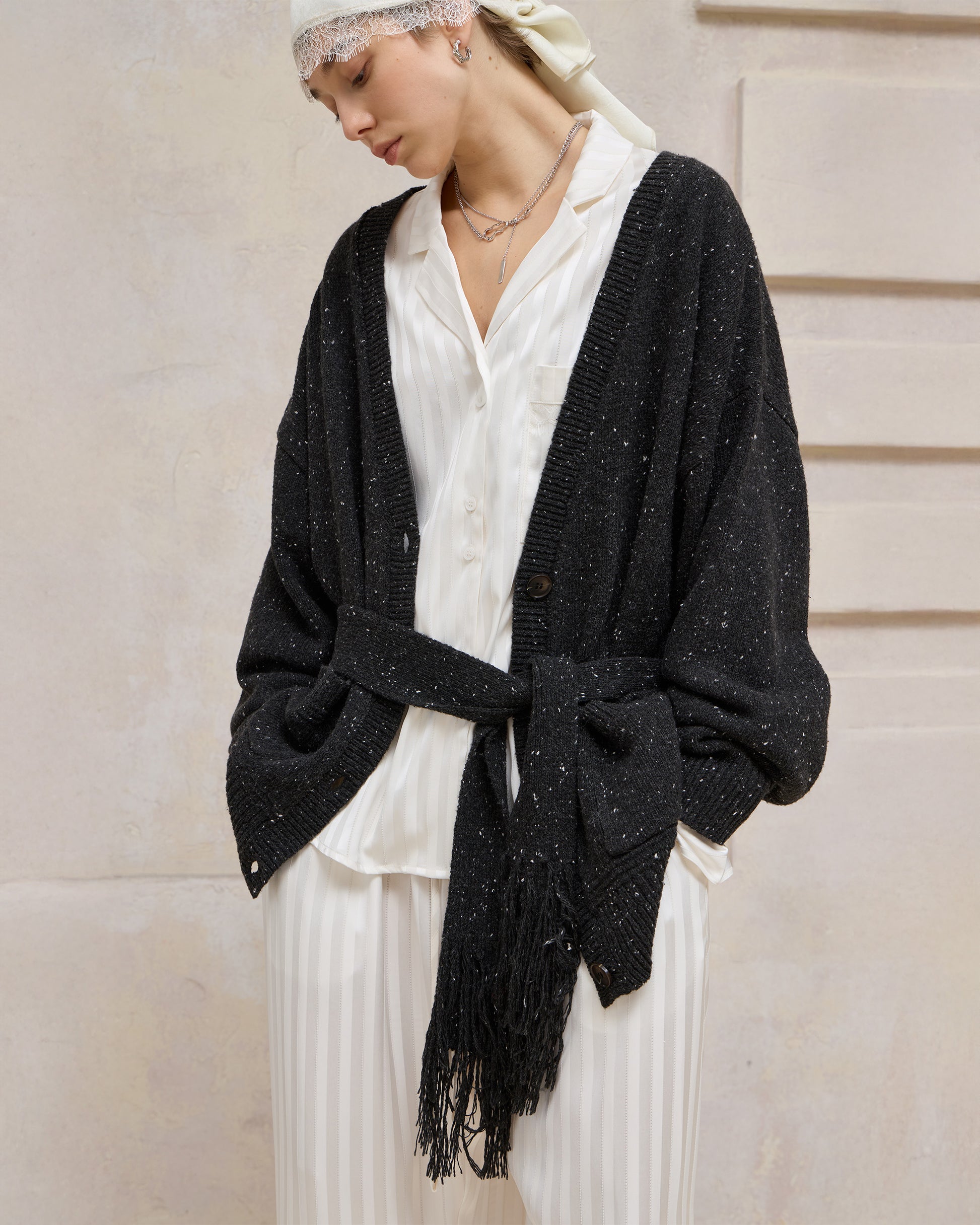 SATIN STRIPE PAJAMA SHIRT