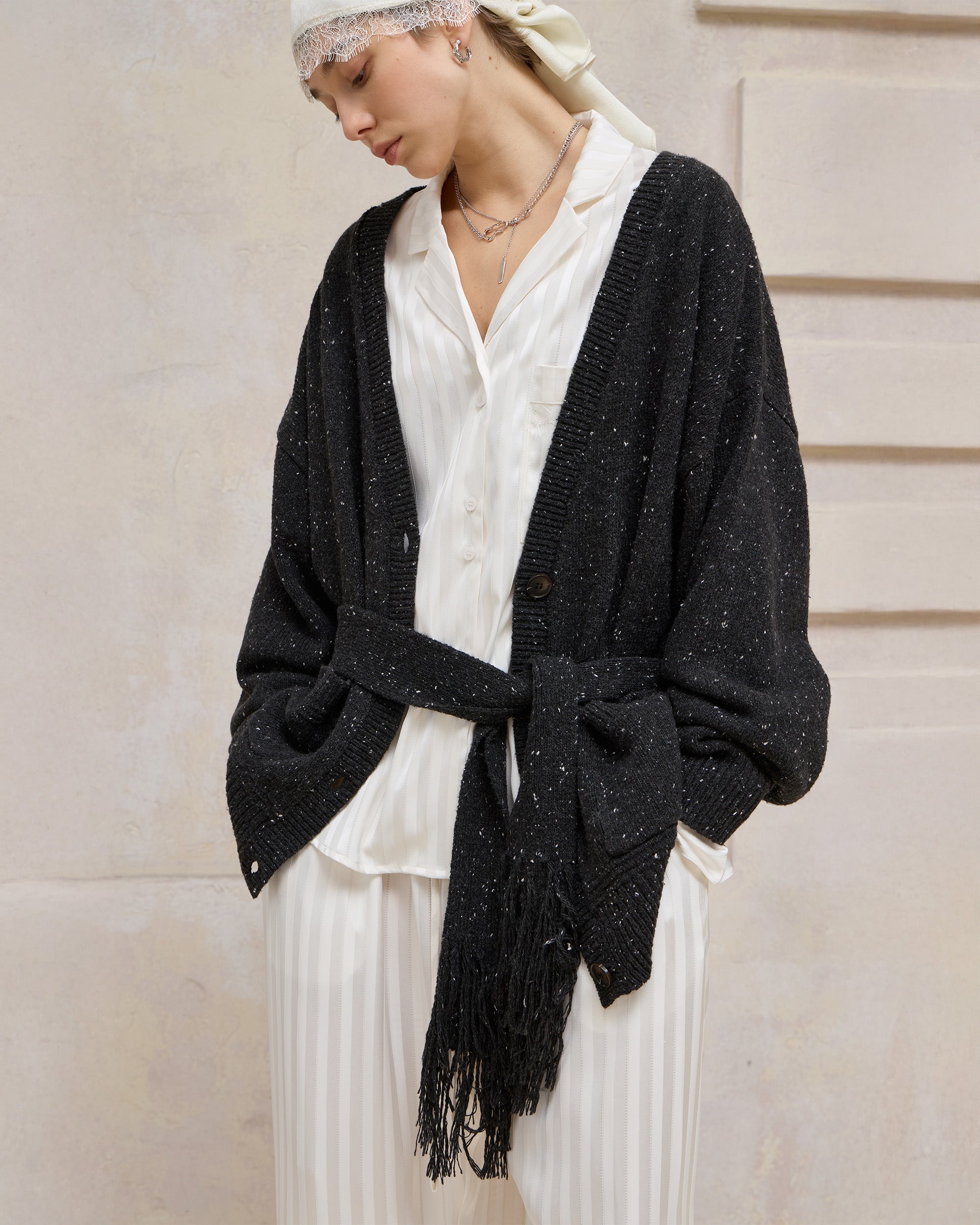 SATIN STRIPE PAJAMA SHIRT