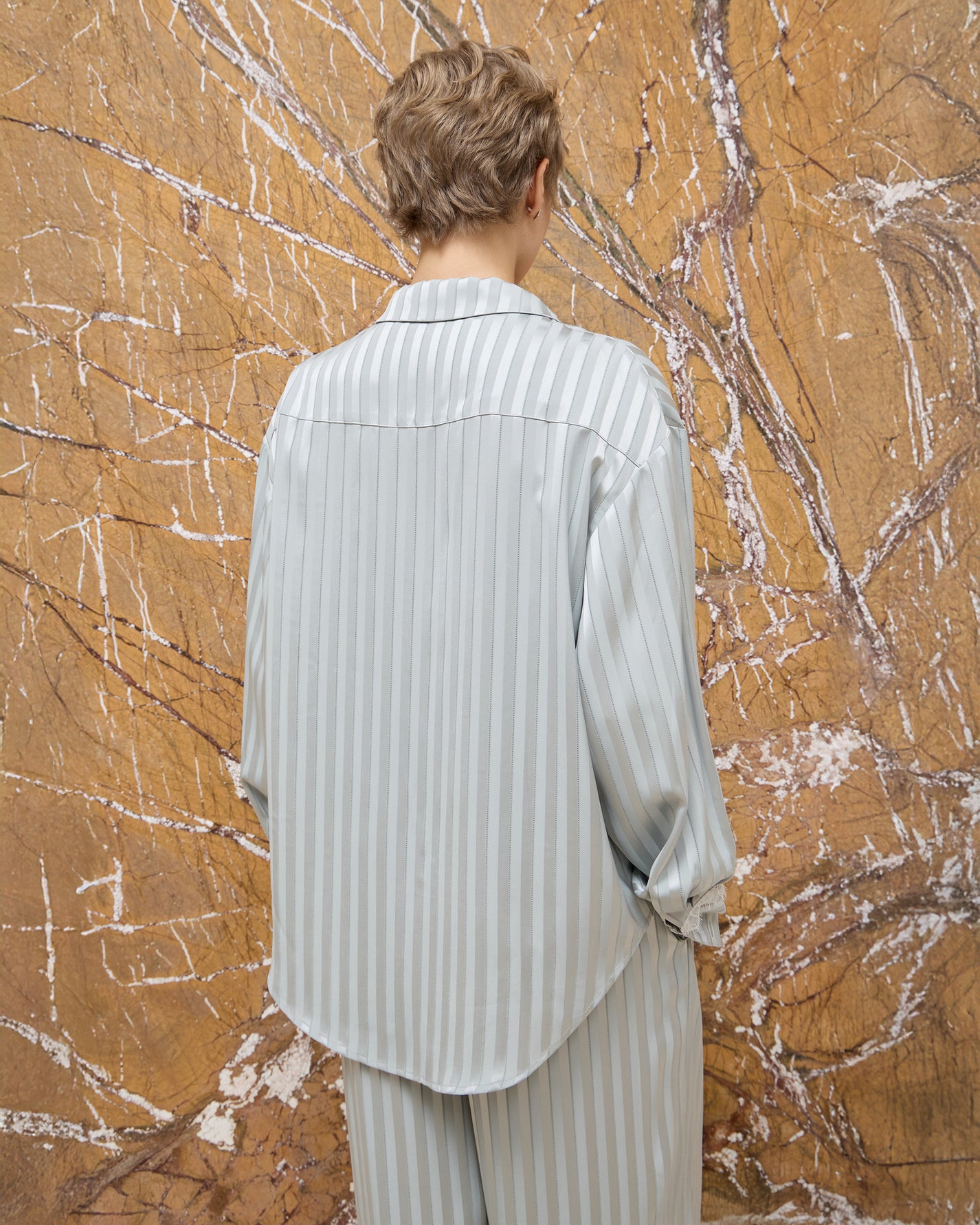 SATIN STRIPE PAJAMA SHIRT