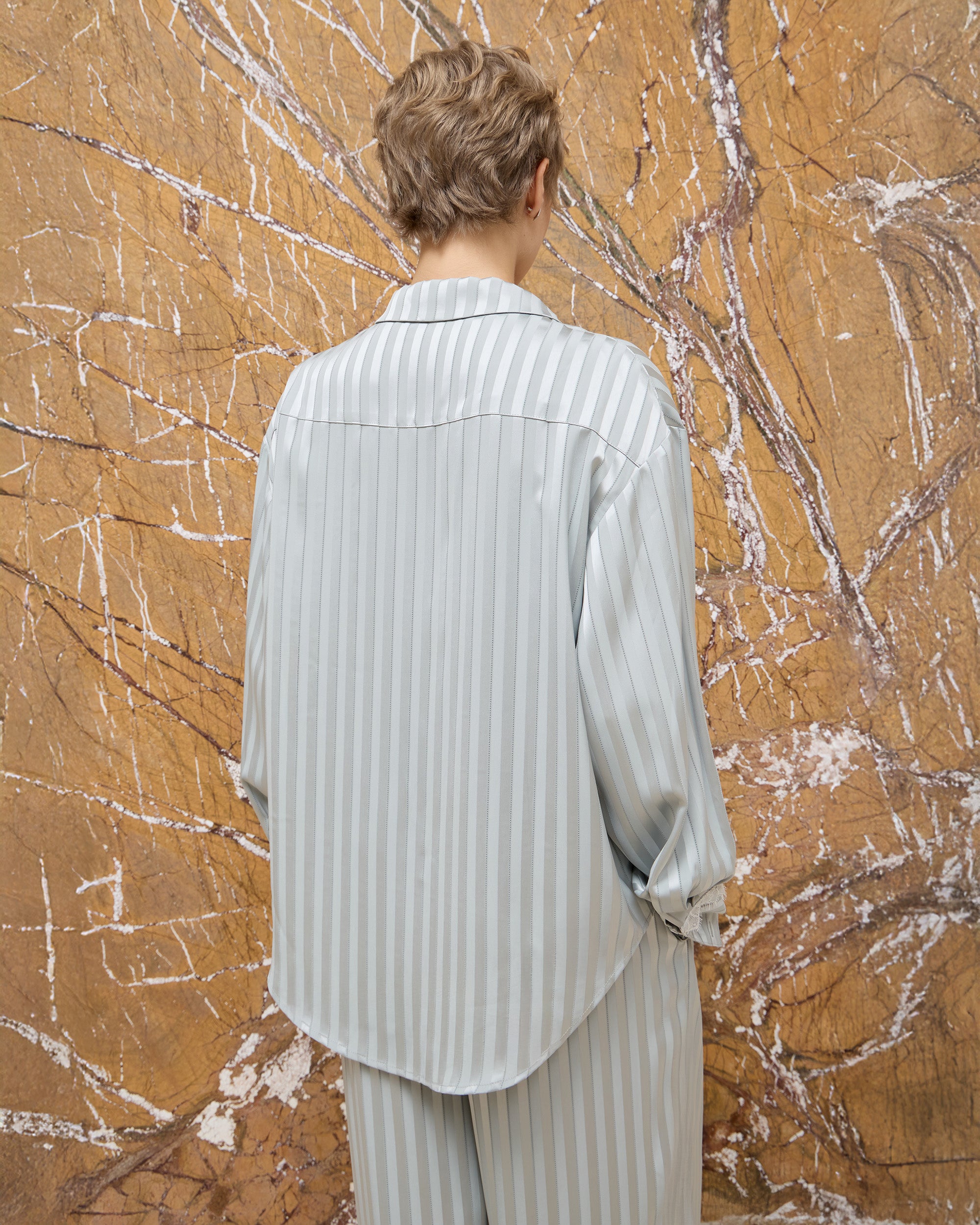 SATIN STRIPE PAJAMA SHIRT