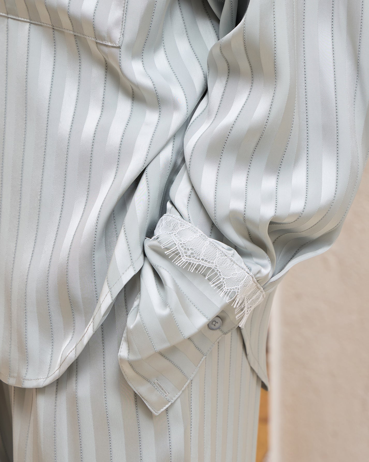 SATIN STRIPE PAJAMA SHIRT