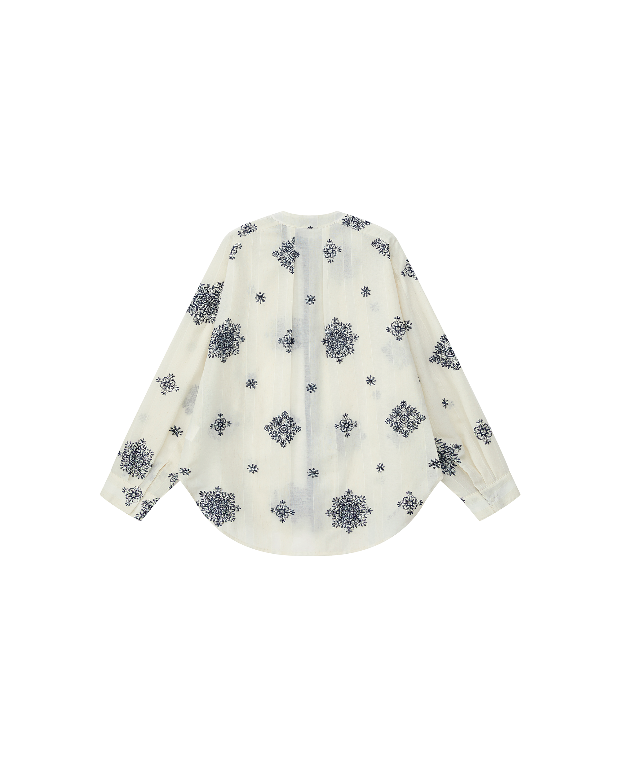 刺繡無領度假襯衫