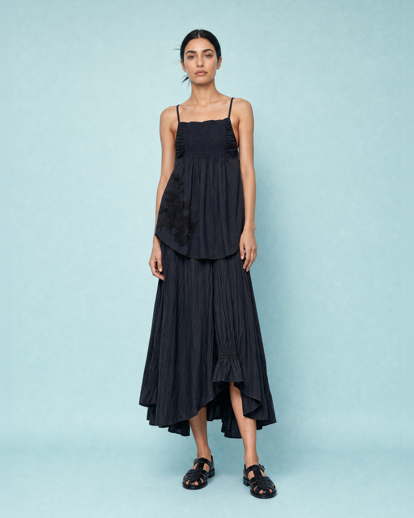 IRREGULAR PLEATED FLARE SKIRT