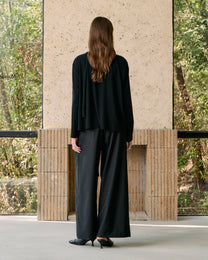 SCARF-DRAPED JERSEY TOP