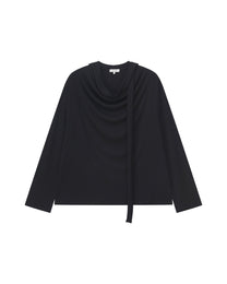 SCARF-DRAPED JERSEY TOP