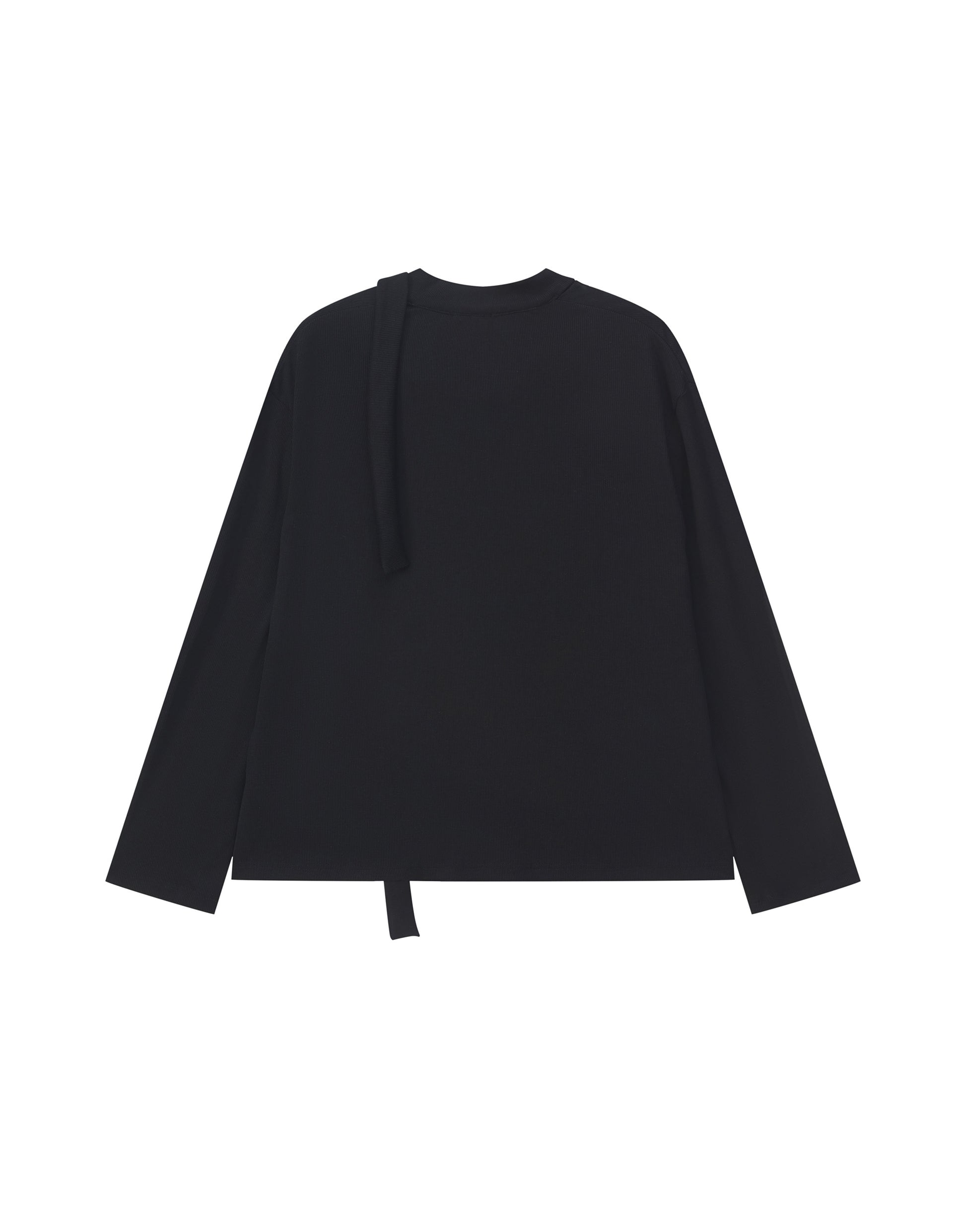 SCARF-DRAPED JERSEY TOP