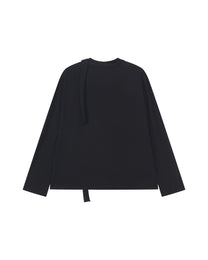 SCARF-DRAPED JERSEY TOP