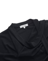 SCARF-DRAPED JERSEY TOP