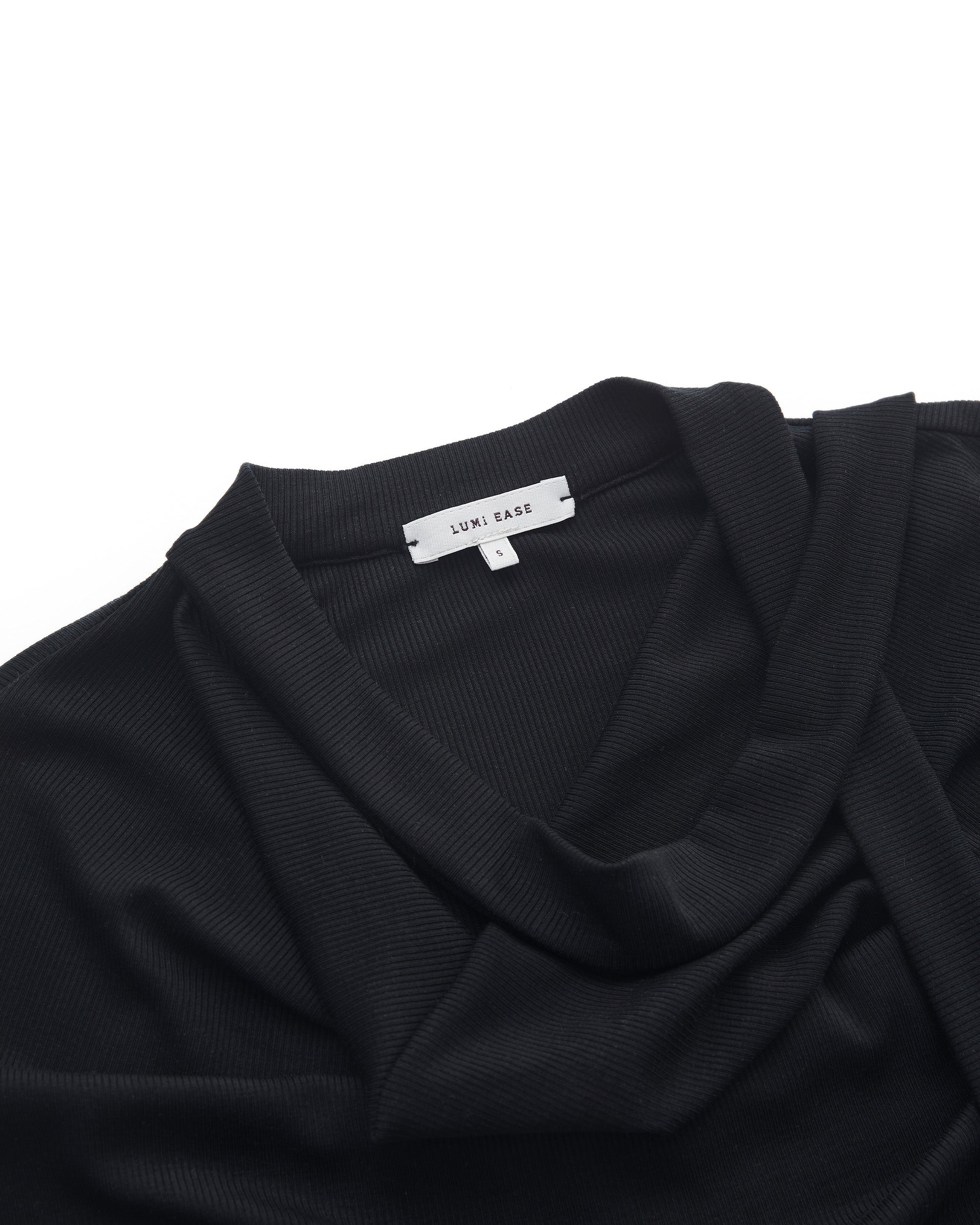 SCARF-DRAPED JERSEY TOP