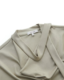 SCARF-DRAPED JERSEY TOP