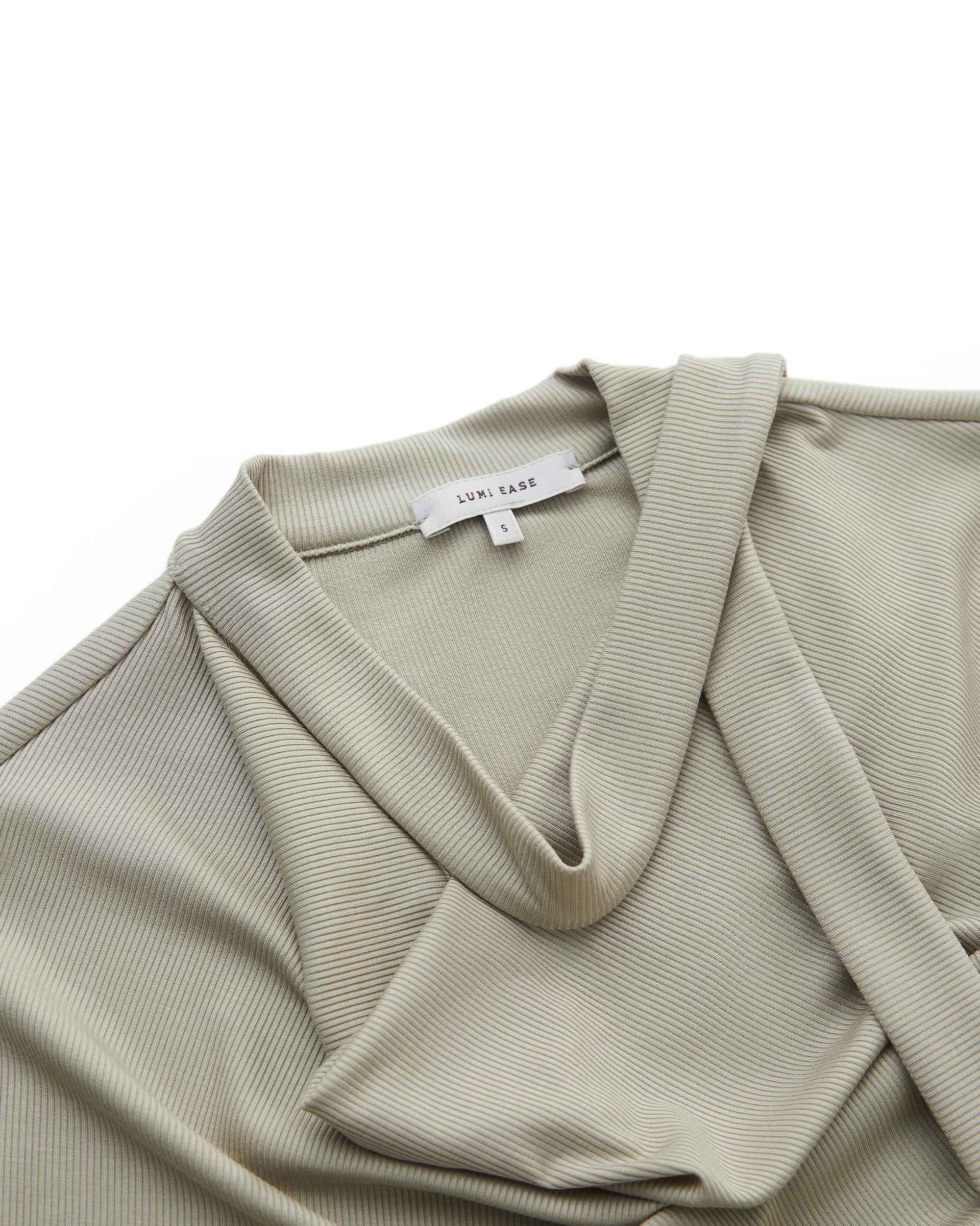 SCARF-DRAPED JERSEY TOP