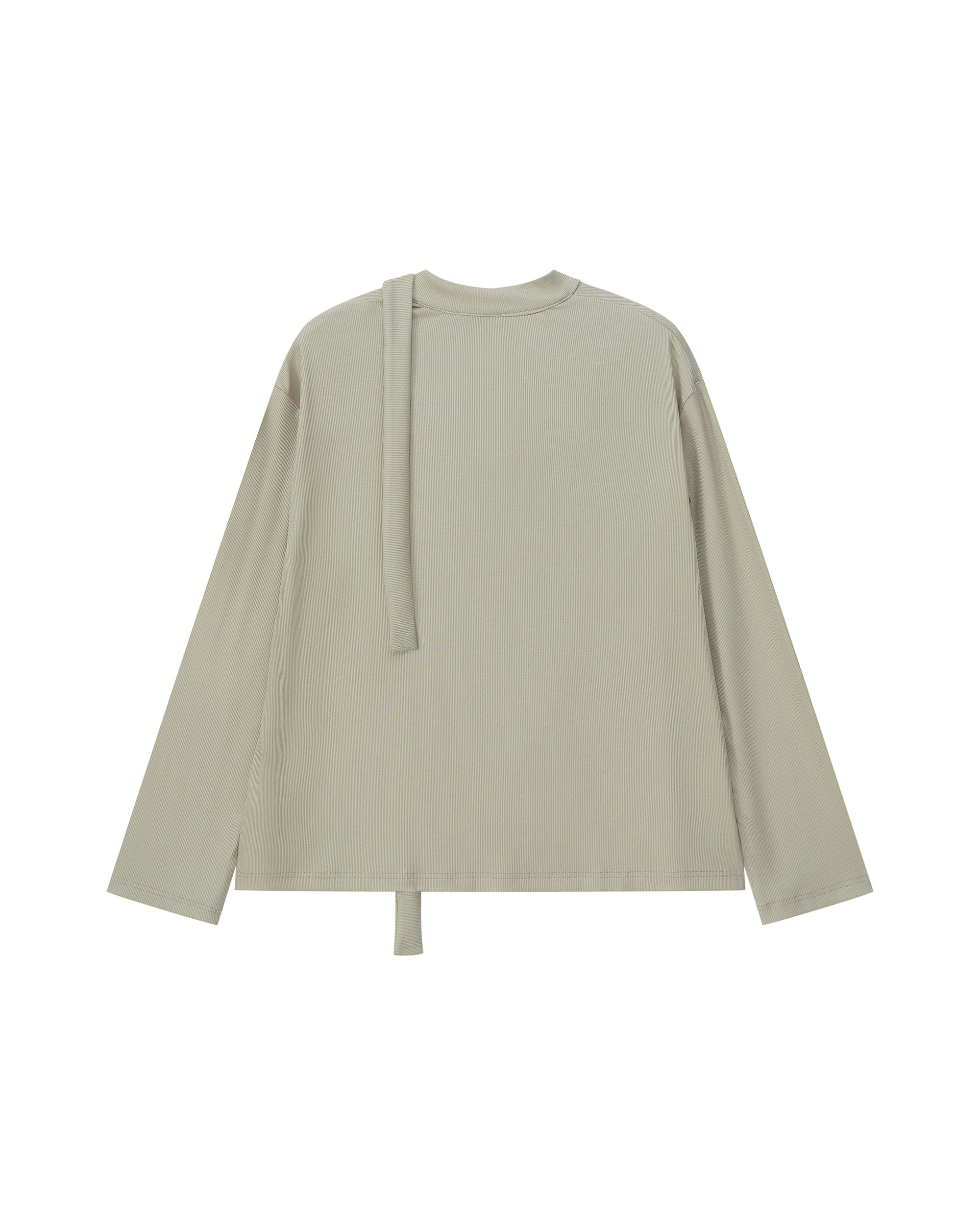 SCARF-DRAPED JERSEY TOP