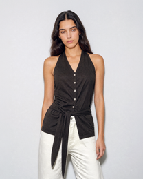 TWIST-BACK BUTTON-FRONT TANK TOP