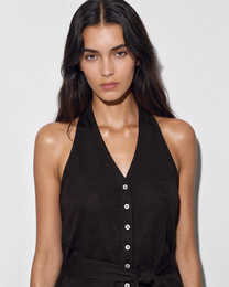 TWIST-BACK BUTTON-FRONT TANK TOP