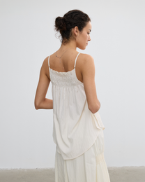 CRINKLE EMBROIDERED FLARE CAMI