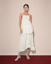 CRINKLE EMBROIDERED FLARE CAMI