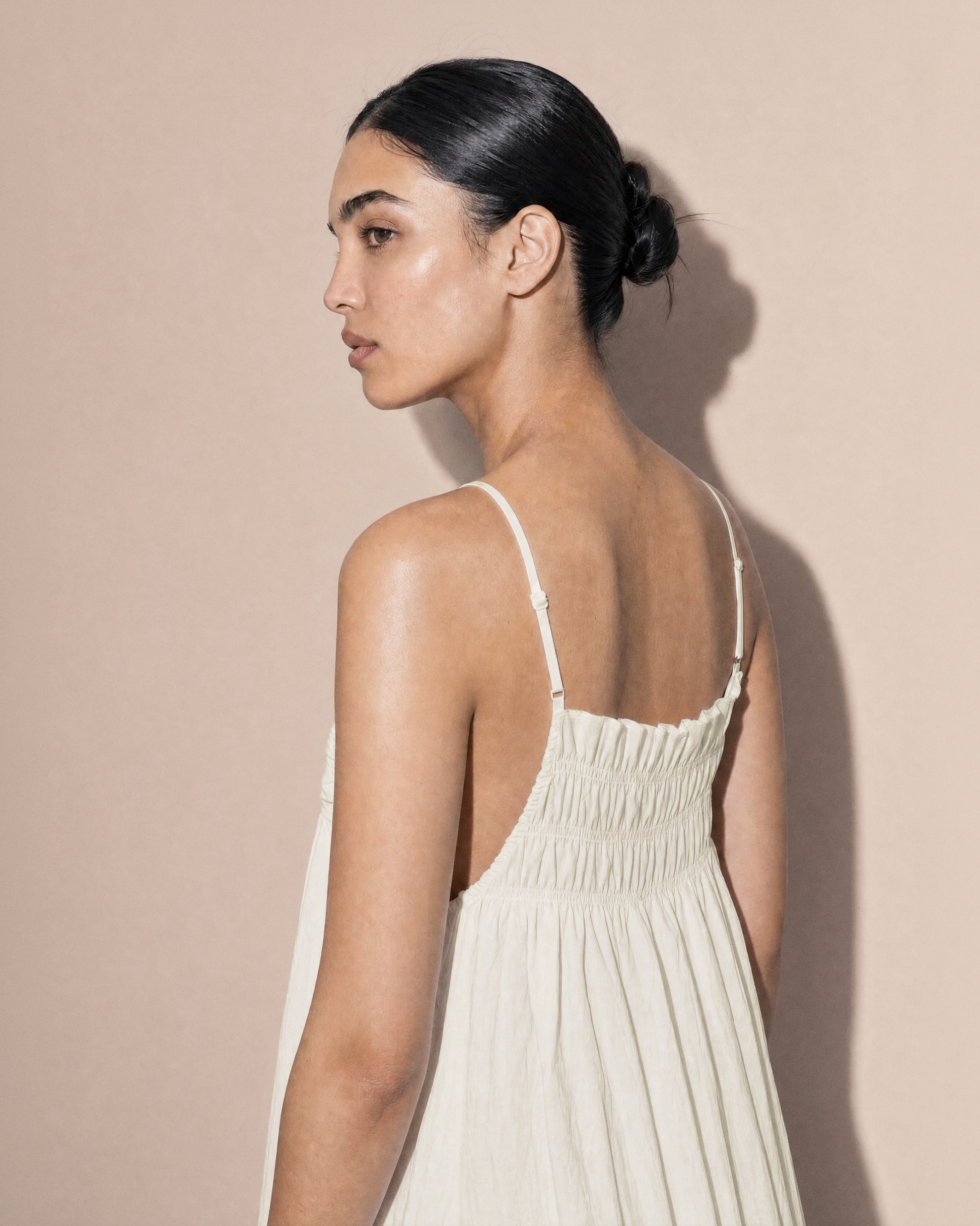 CRINKLE EMBROIDERED FLARE CAMI