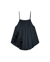 CRINKLE EMBROIDERED FLARE CAMI