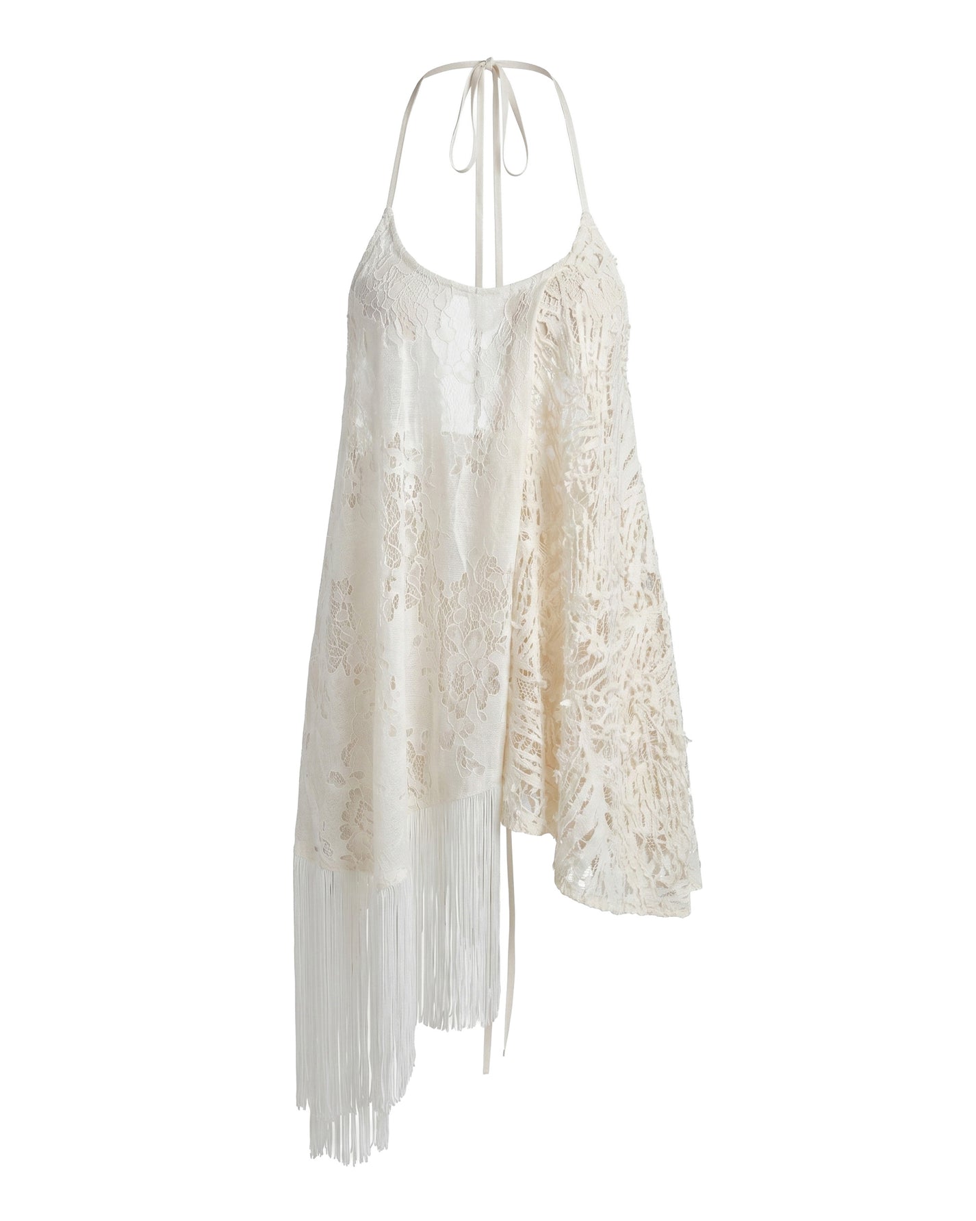 FLORAL CUTOUT TASSEL STRAP APRON