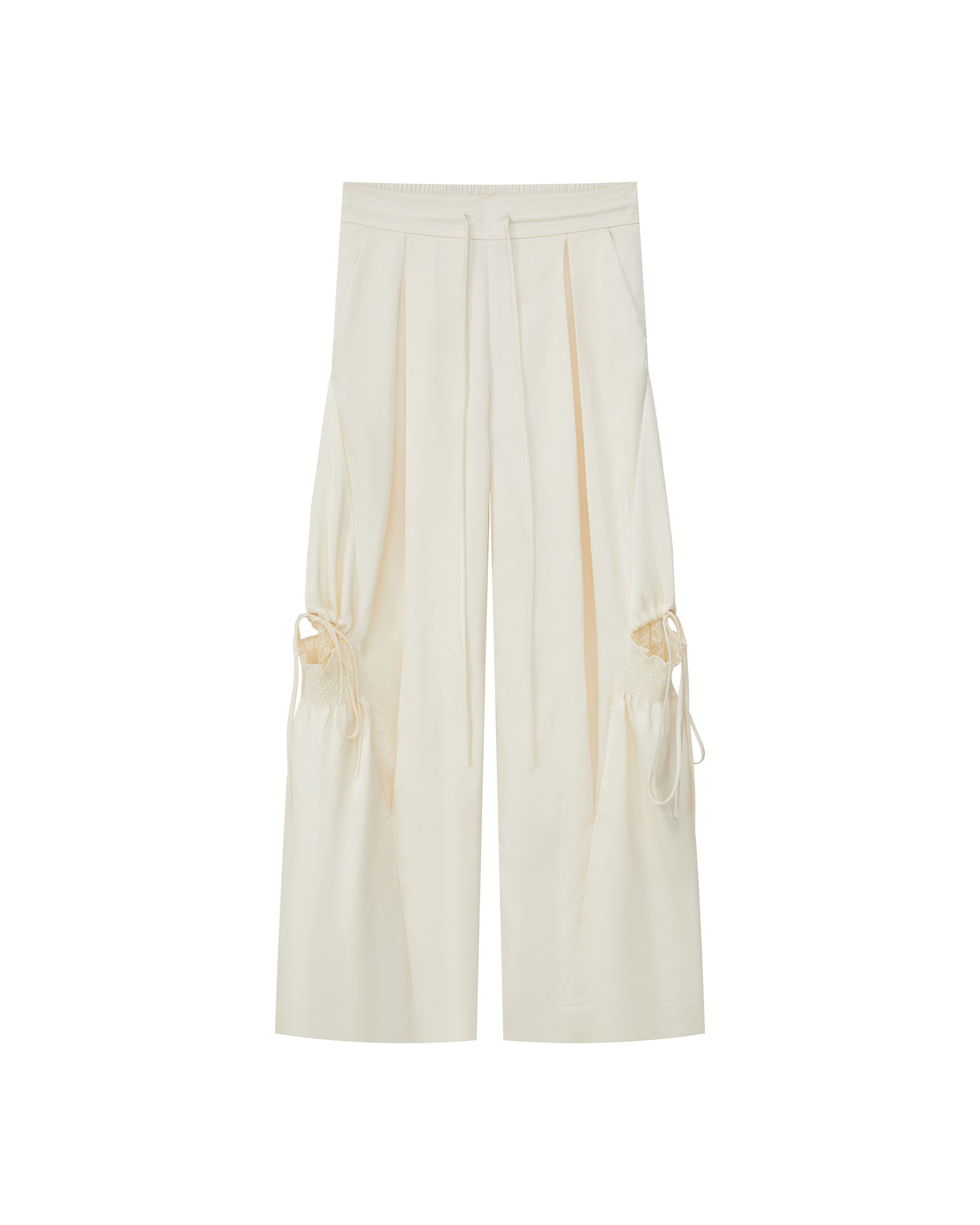 SATIN RUCHED LACE WORK PANTS