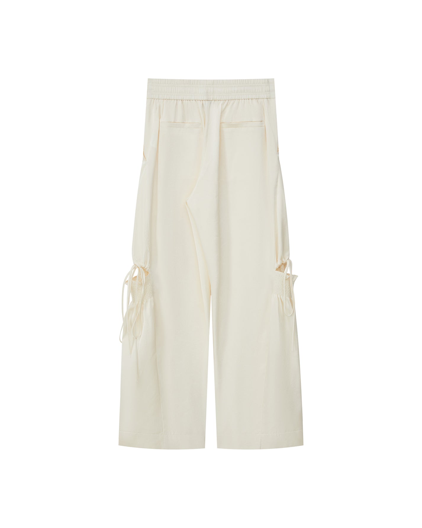 SATIN RUCHED LACE WORK PANTS