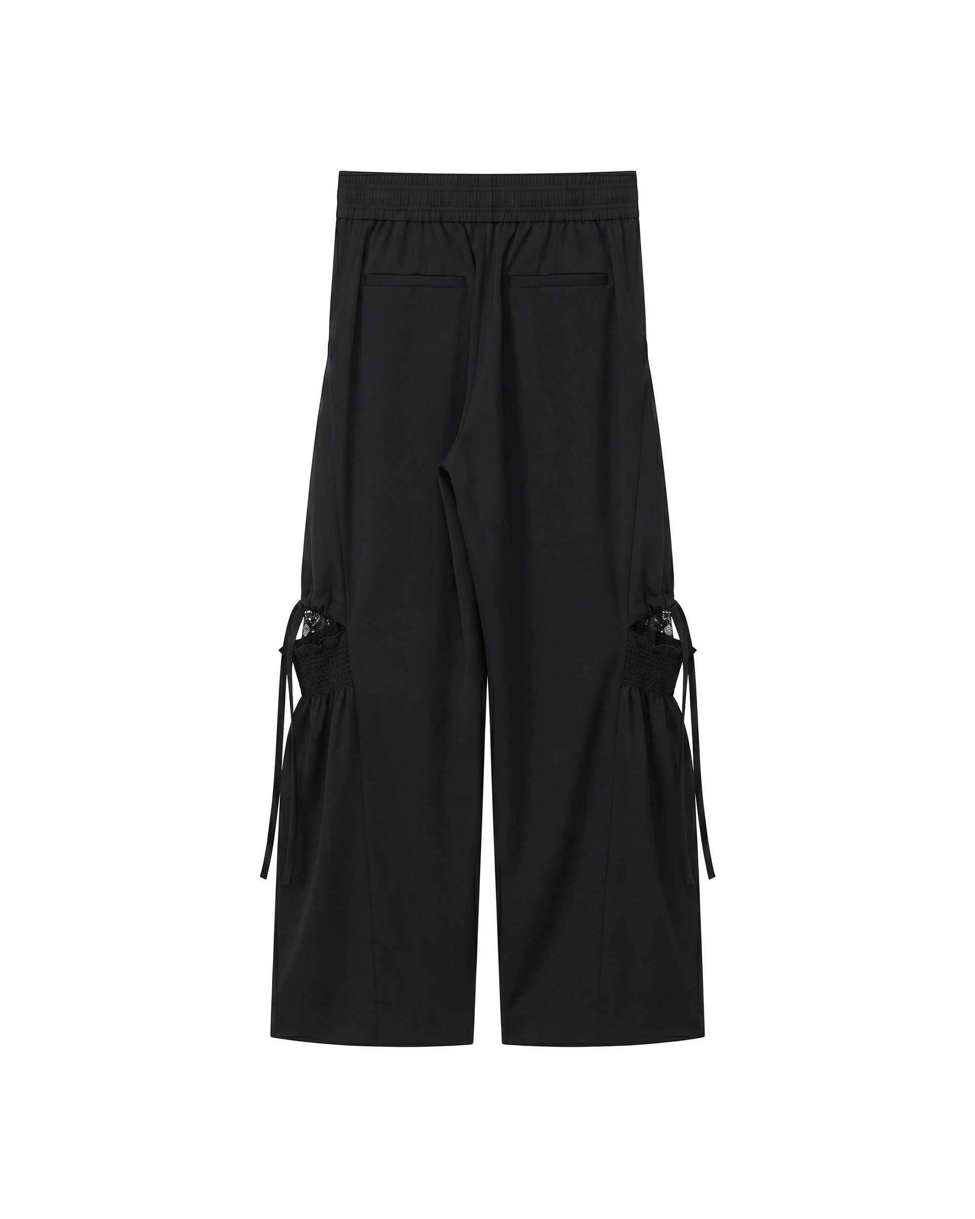 緞光抽皺口袋蕾絲工作褲