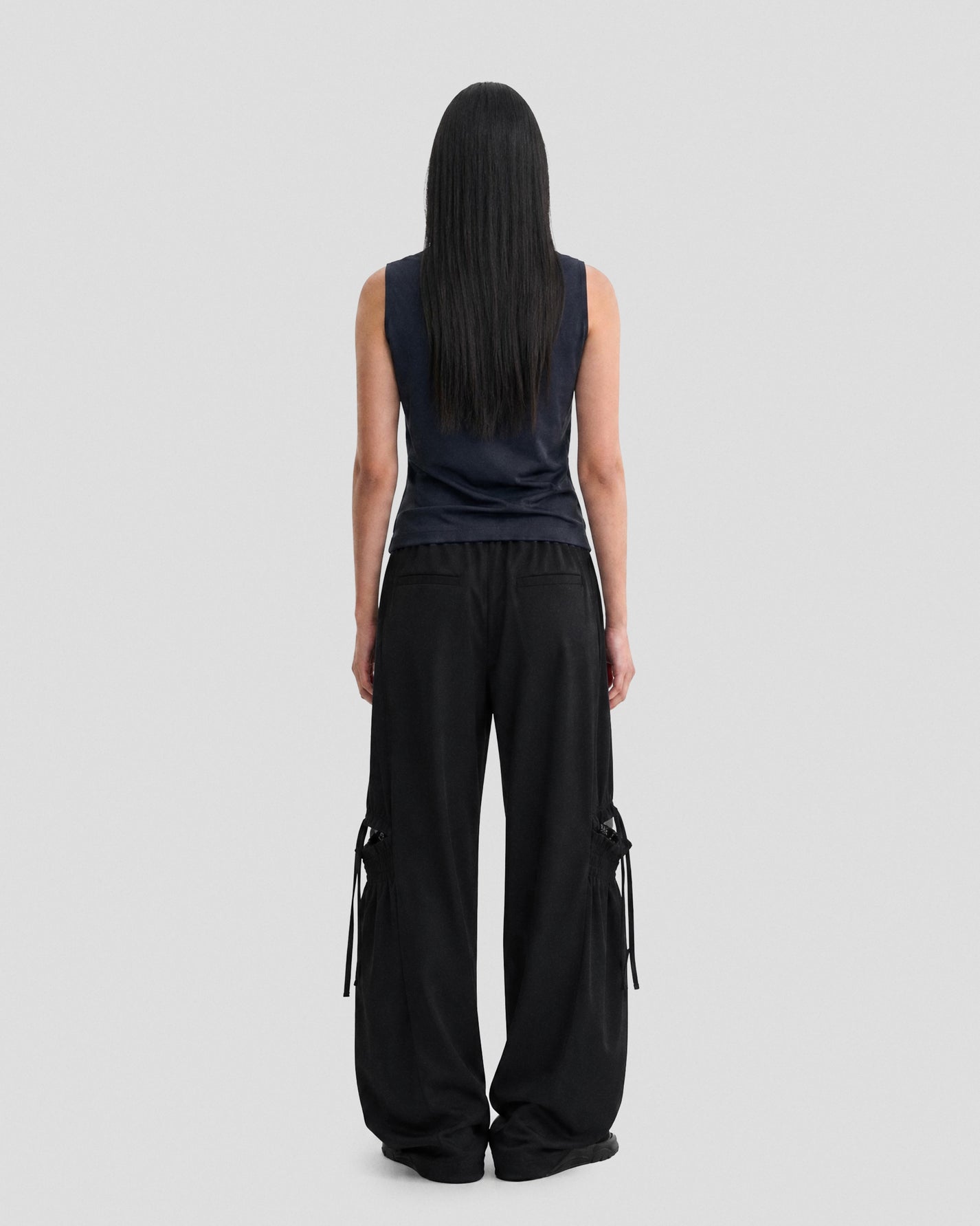 SATIN RUCHED LACE WORK PANTS