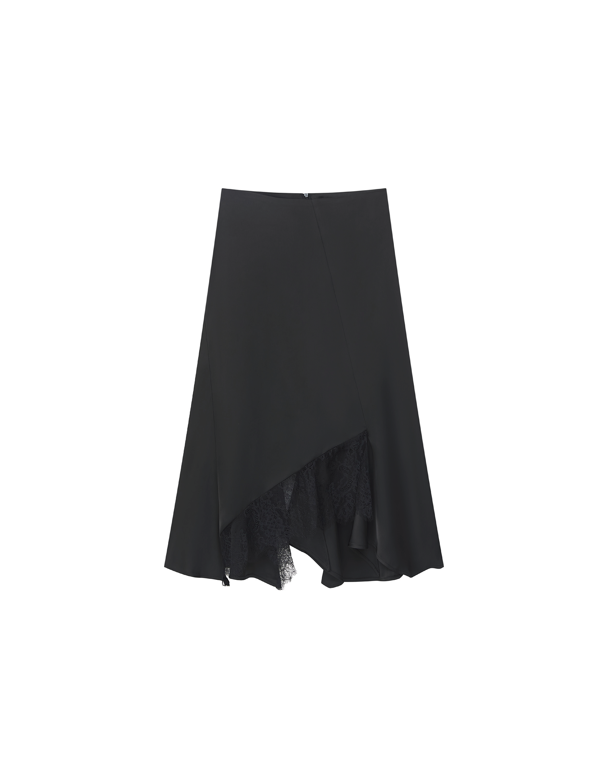 SATIN IRREGULAR LACE LAYERED SKIRT