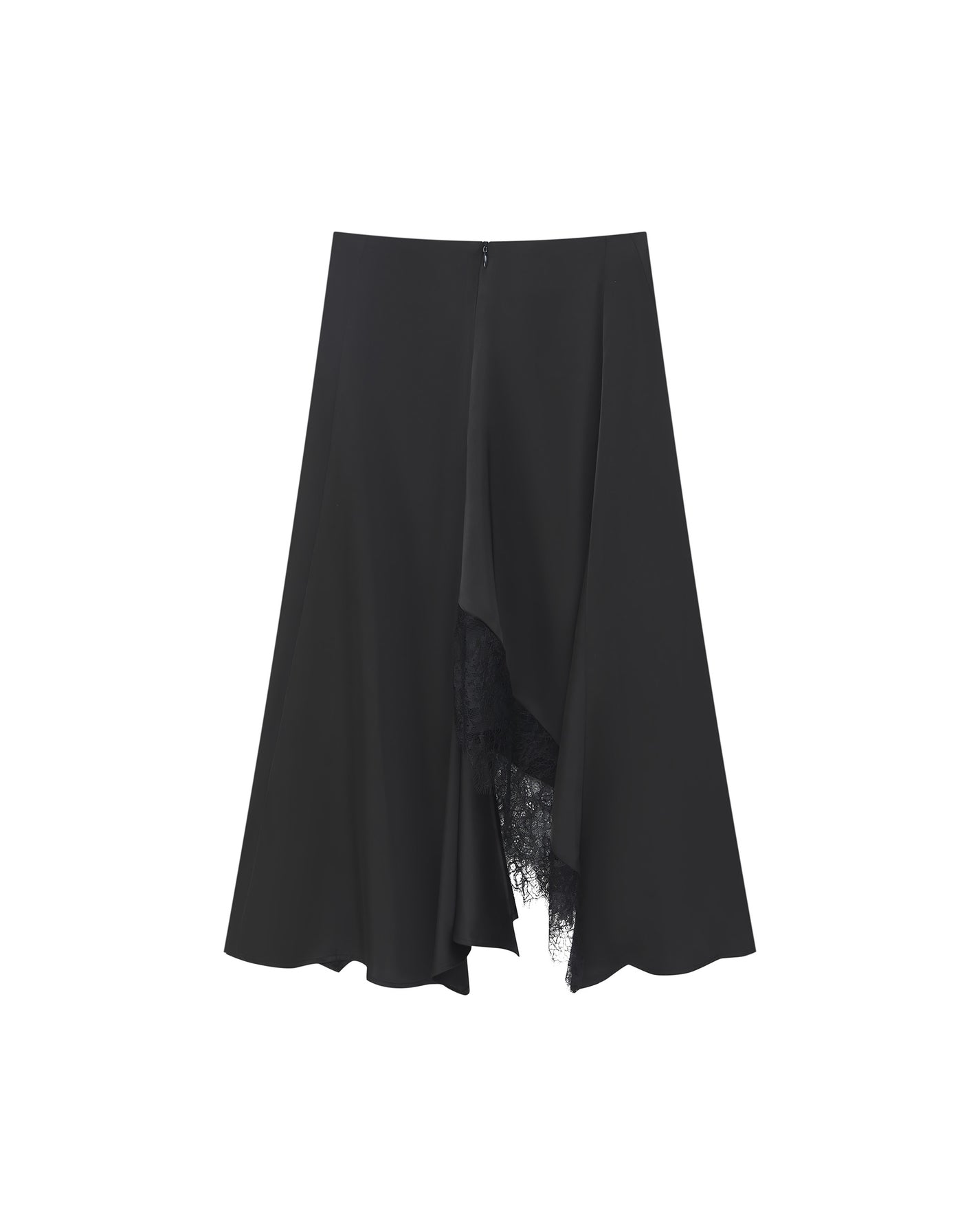 SATIN IRREGULAR LACE LAYERED SKIRT