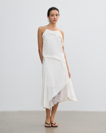 SATIN IRREGULAR LACE LAYERED SKIRT