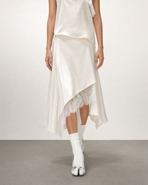 SATIN IRREGULAR LACE LAYERED SKIRT