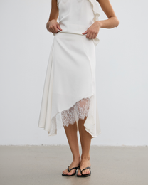 SATIN IRREGULAR LACE LAYERED SKIRT