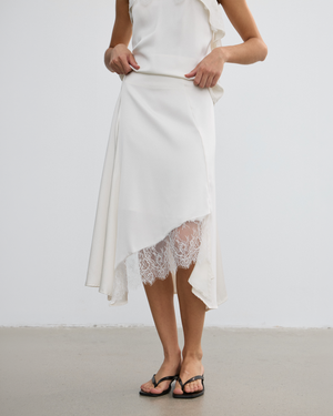 SATIN IRREGULAR LACE LAYERED SKIRT