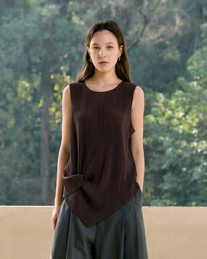 FINE PLEATED SIDE WAIST-CINCHING VEST