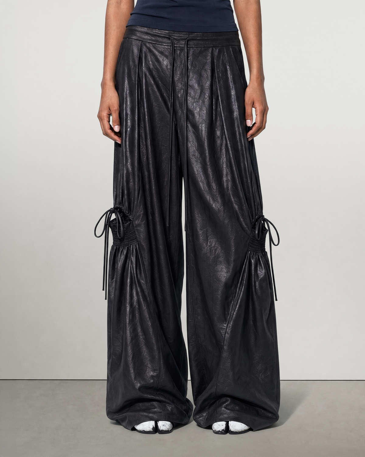 SATIN RUCHED LACE WORK PANTS