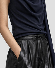 SATIN RUCHED LACE WORK PANTS