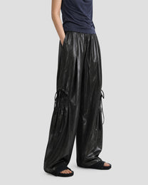 SATIN RUCHED LACE WORK PANTS